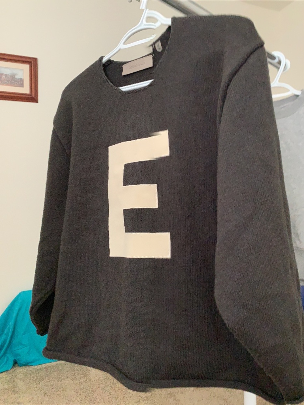 FEAR OF GOD ESSENTIALS Kids Black Knit Big E sweater